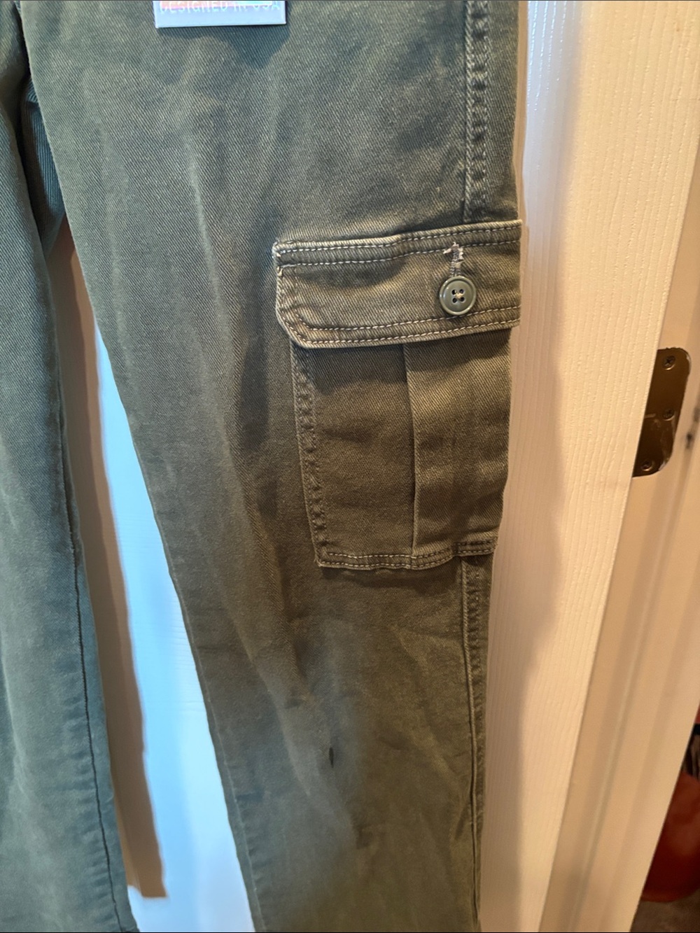 Risen Jeans Olive Green High Rise Cargo Pants Utility Stretch NWT Size 3 26 - Picture 4 of 6
